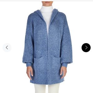 NWT Beryll Hooded Cashmere Blue Color Cardigan w/front pockets Size 0/S Women
